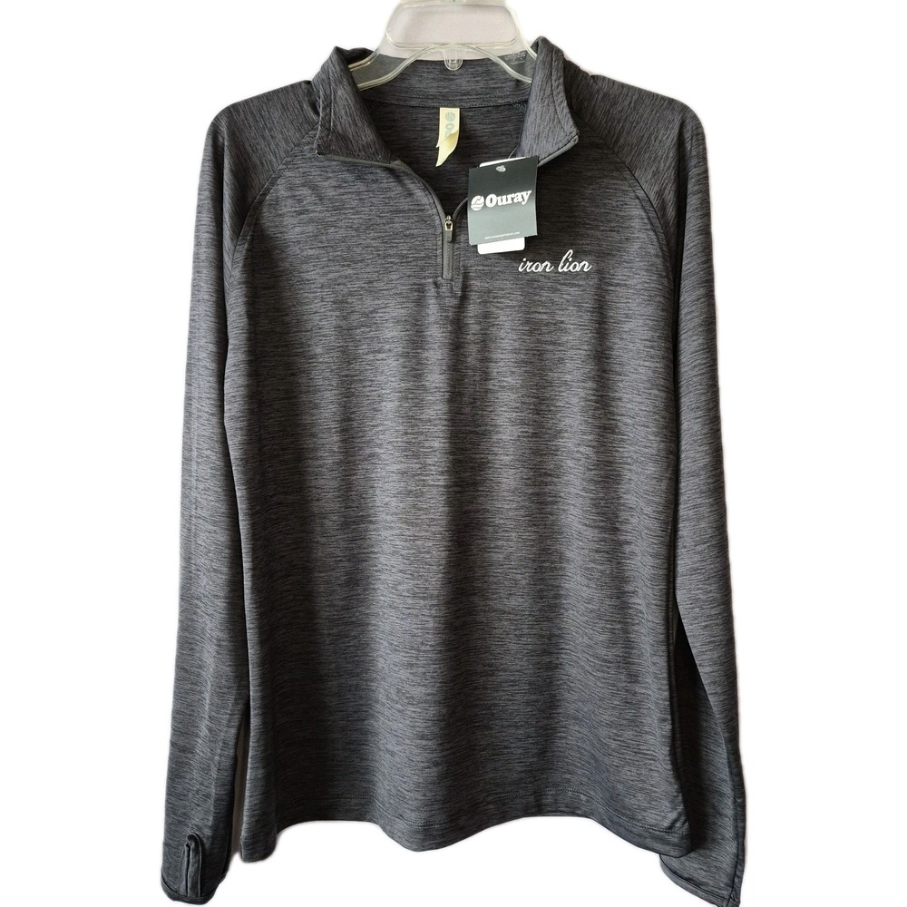 NWT Ouray "Iron Lion" Men's 1/4 Zip Pullover Gray Performance Pullover Top Sz‎ S